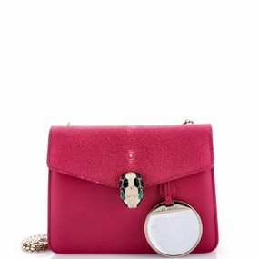Serpenti Forever Square Shoulder Bag Leather and Stingray Small
