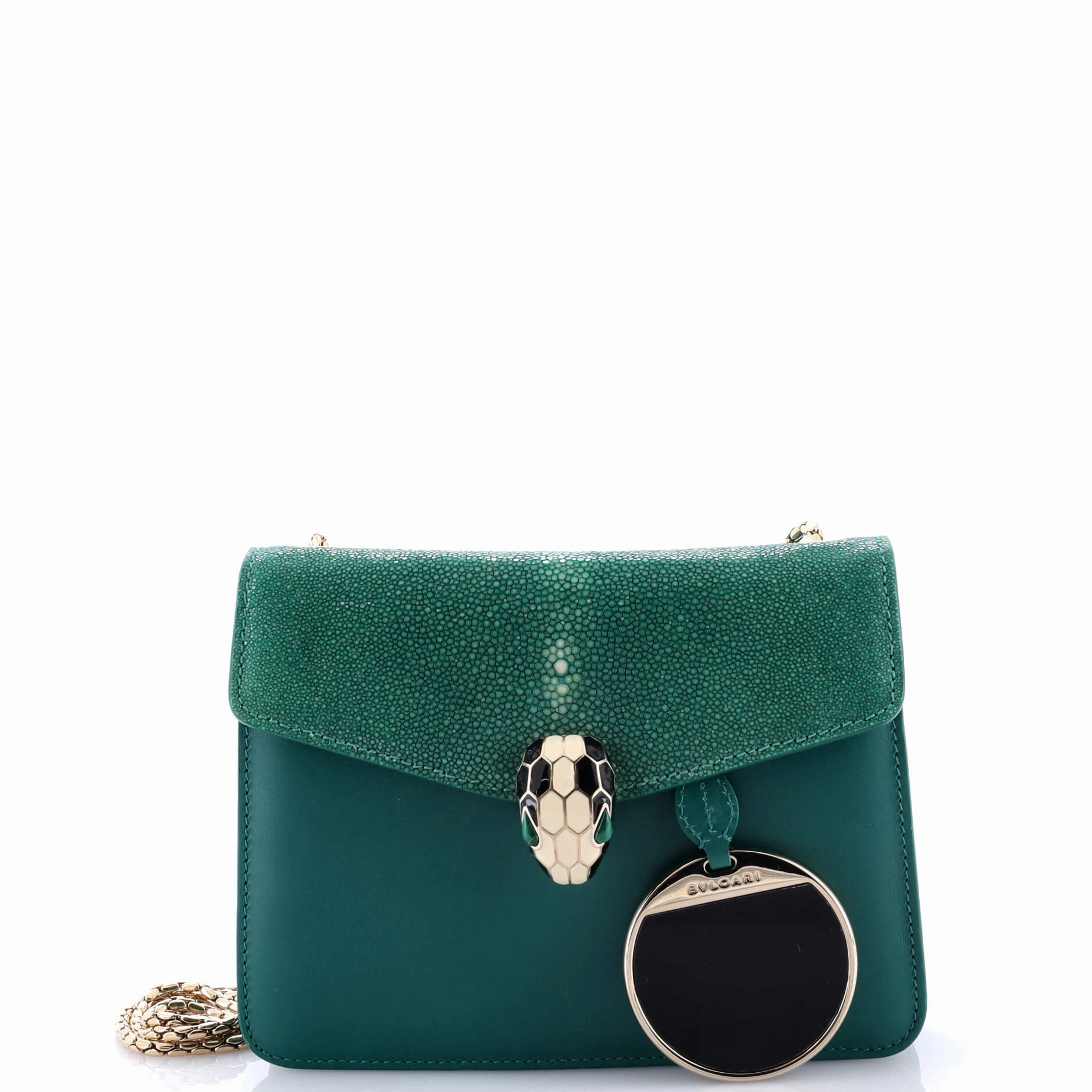Serpenti Forever Square Shoulder Bag Leather and Stingray Small