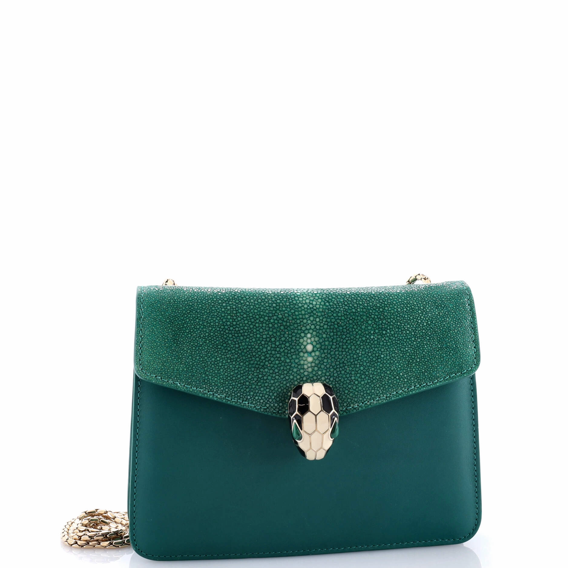 Serpenti Forever Square Shoulder Bag Leather and Stingray Small