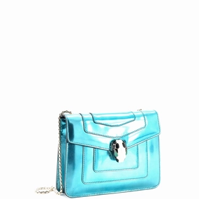 Serpenti Forever Square Shoulder Bag Metallic Leather Small