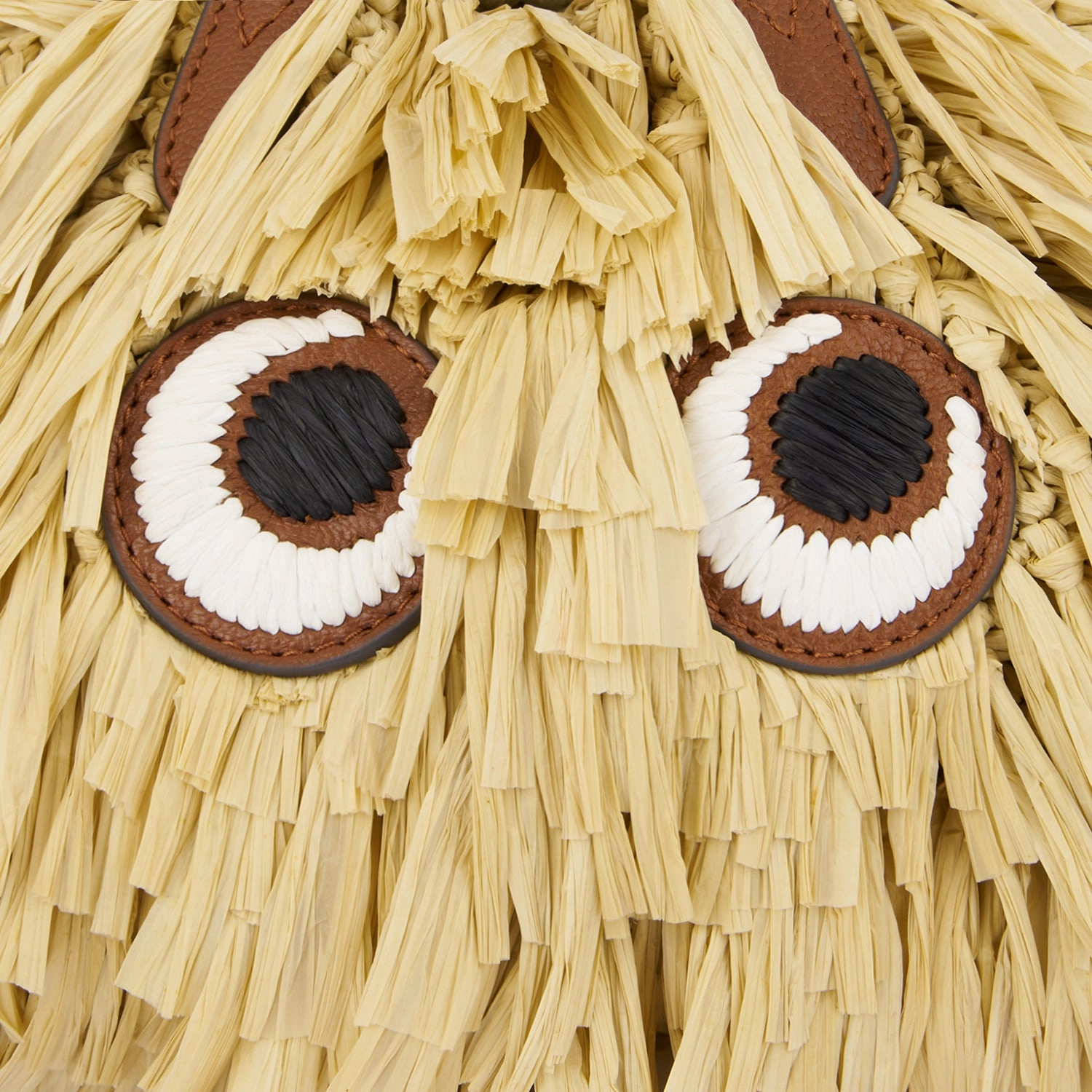Shag Raffia Eyes Small Drawstring Cross-body Tote