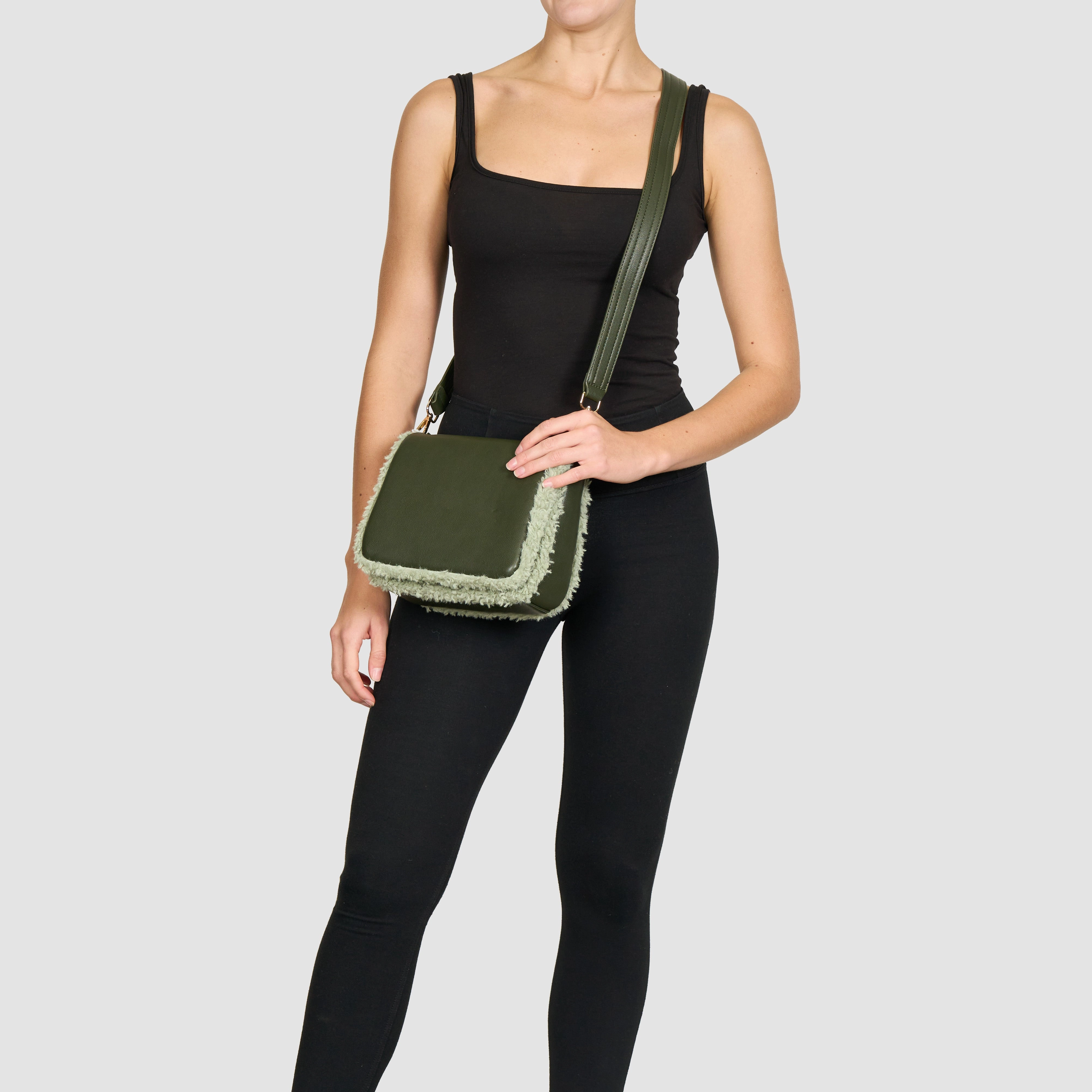 Shearling Crossbody - Olive