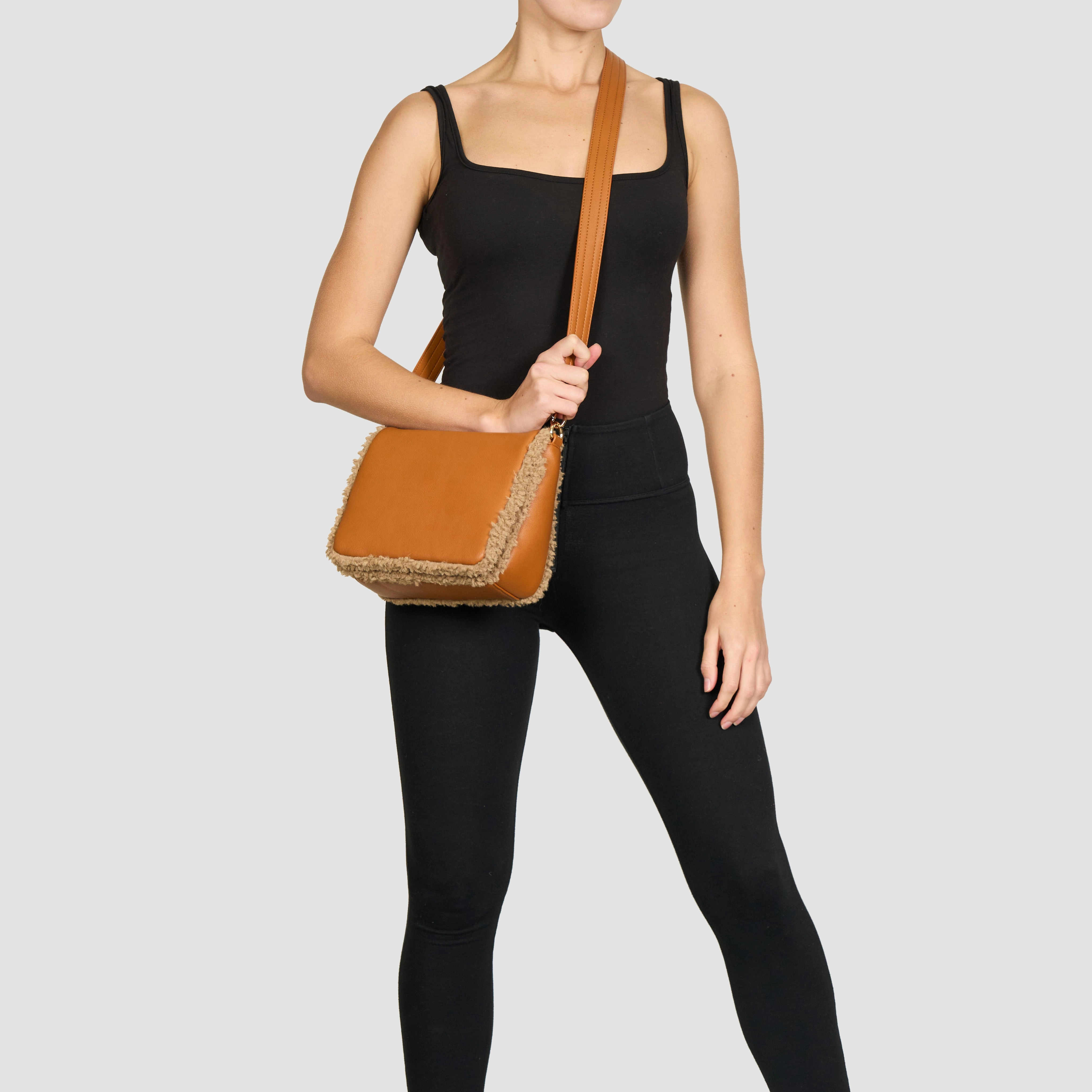 Shearling Crossbody - Sand