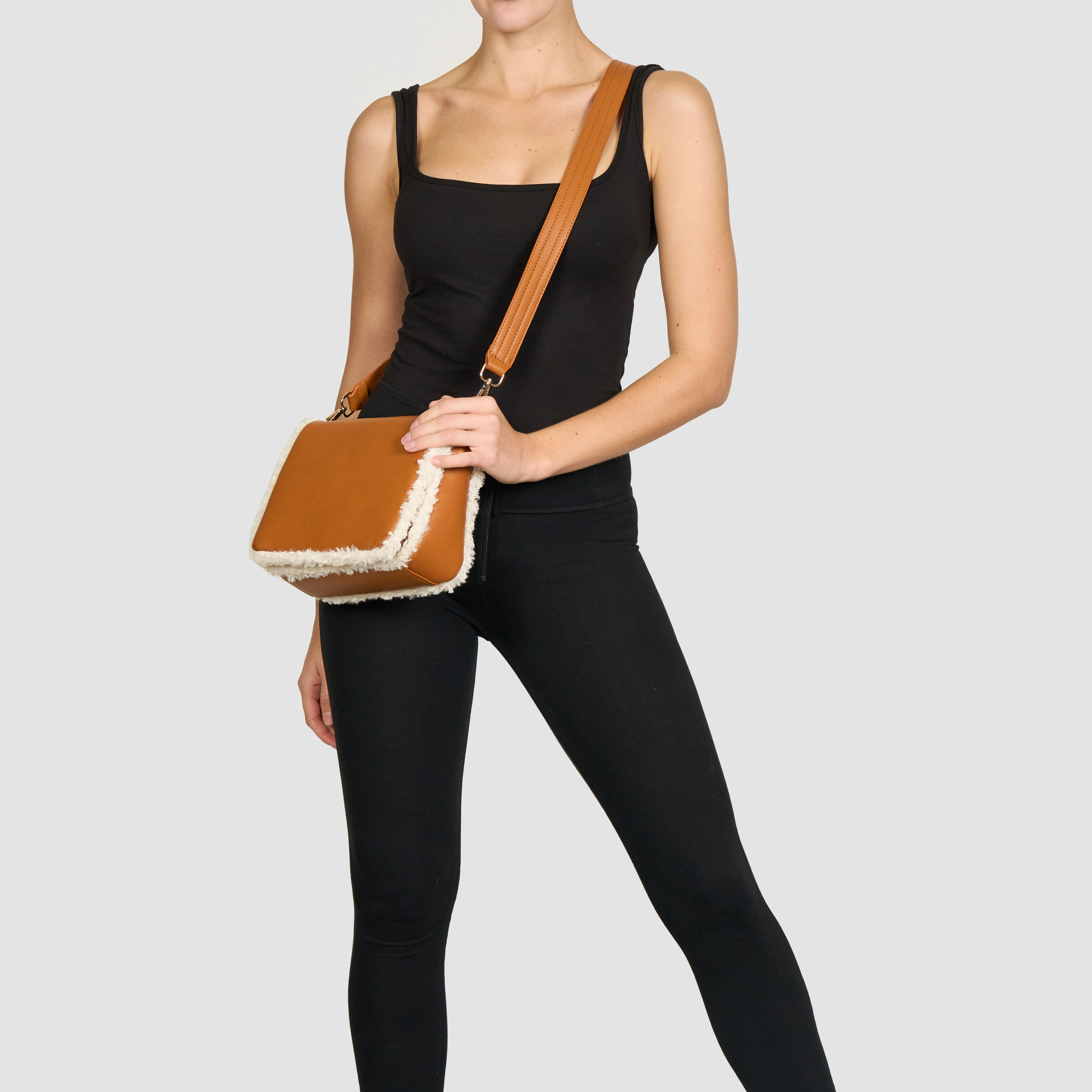 Shearling Crossbody - Tan