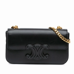 Shiny Calfskin Triomphe Claude Chain Shoulder Bag