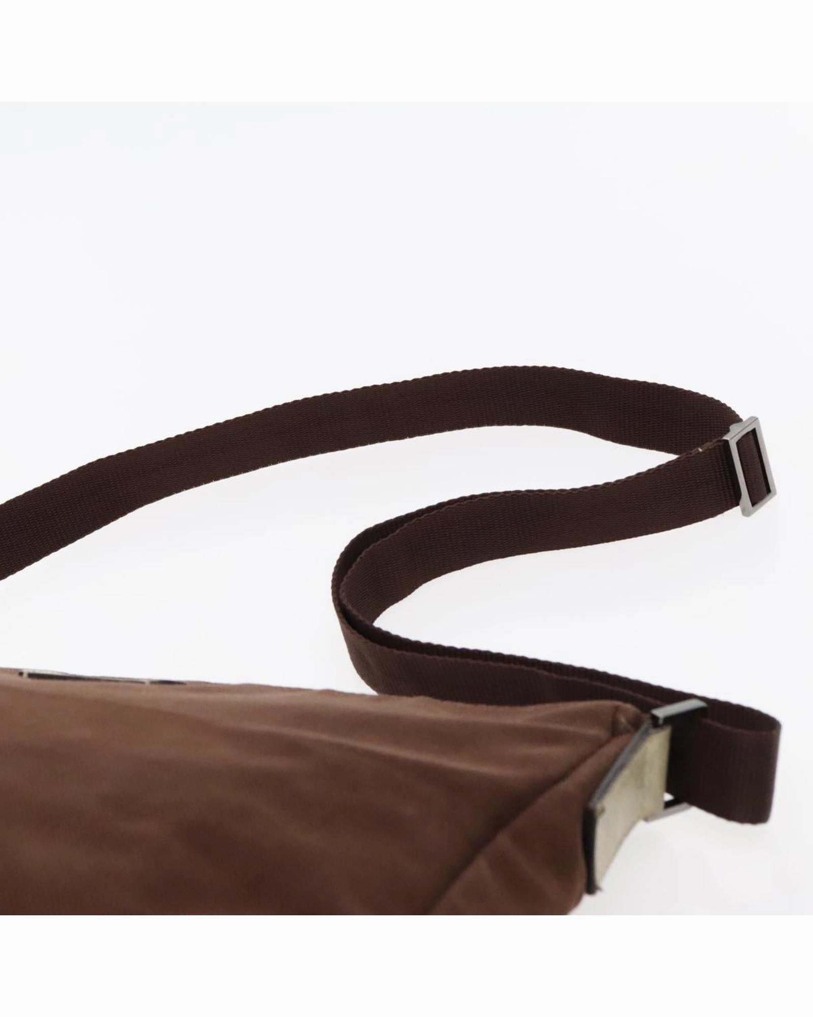 Shoulder Bag Canvas Leather Trim Silver Hardware Auth
