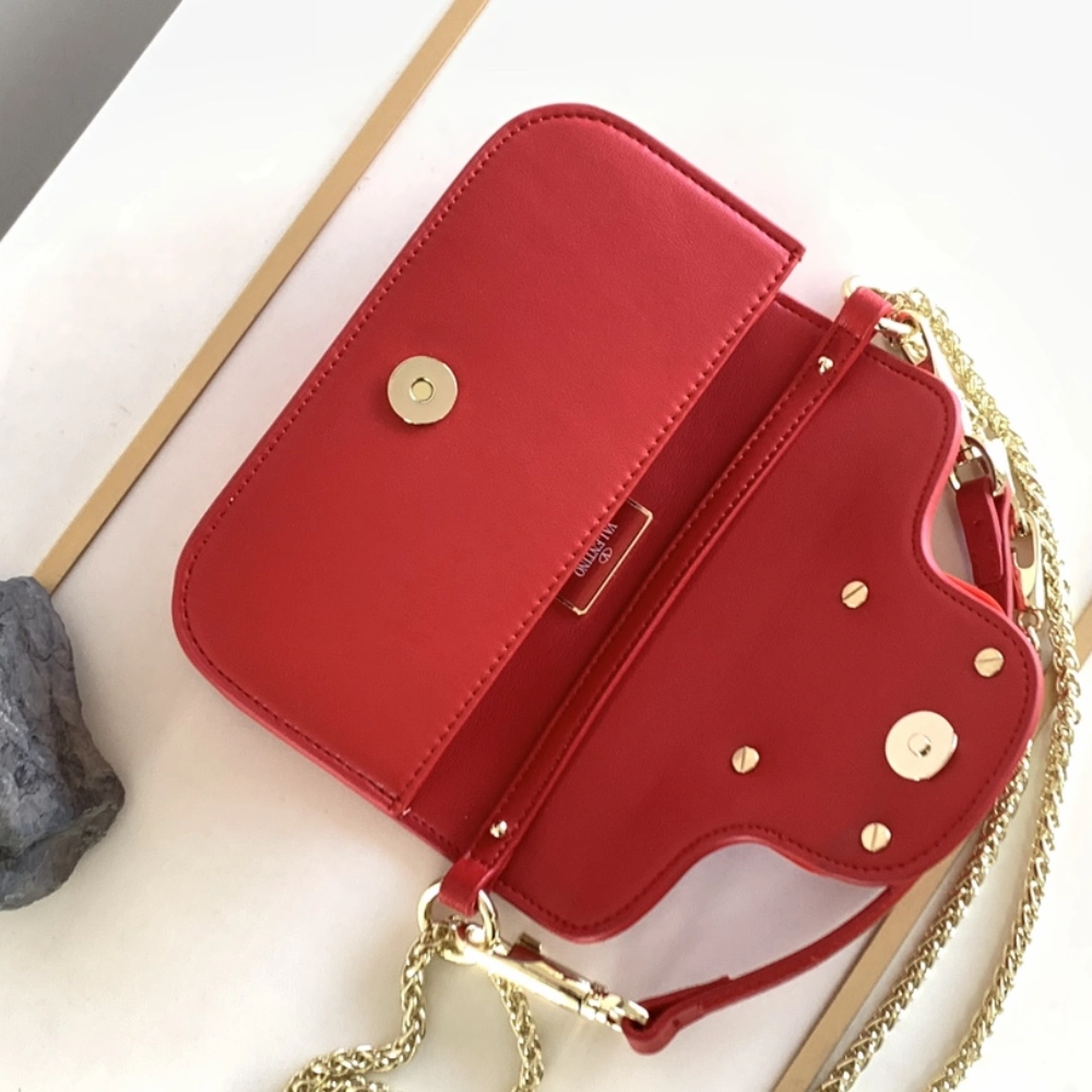 Small Loc Red Leather Shoulder Bag for Women