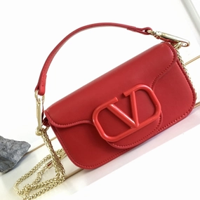 Small Loc Red Leather Shoulder Bag for Women