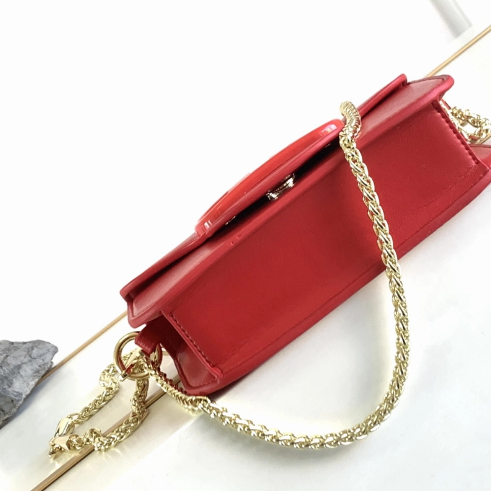 Small Loc Red Leather Shoulder Bag for Women