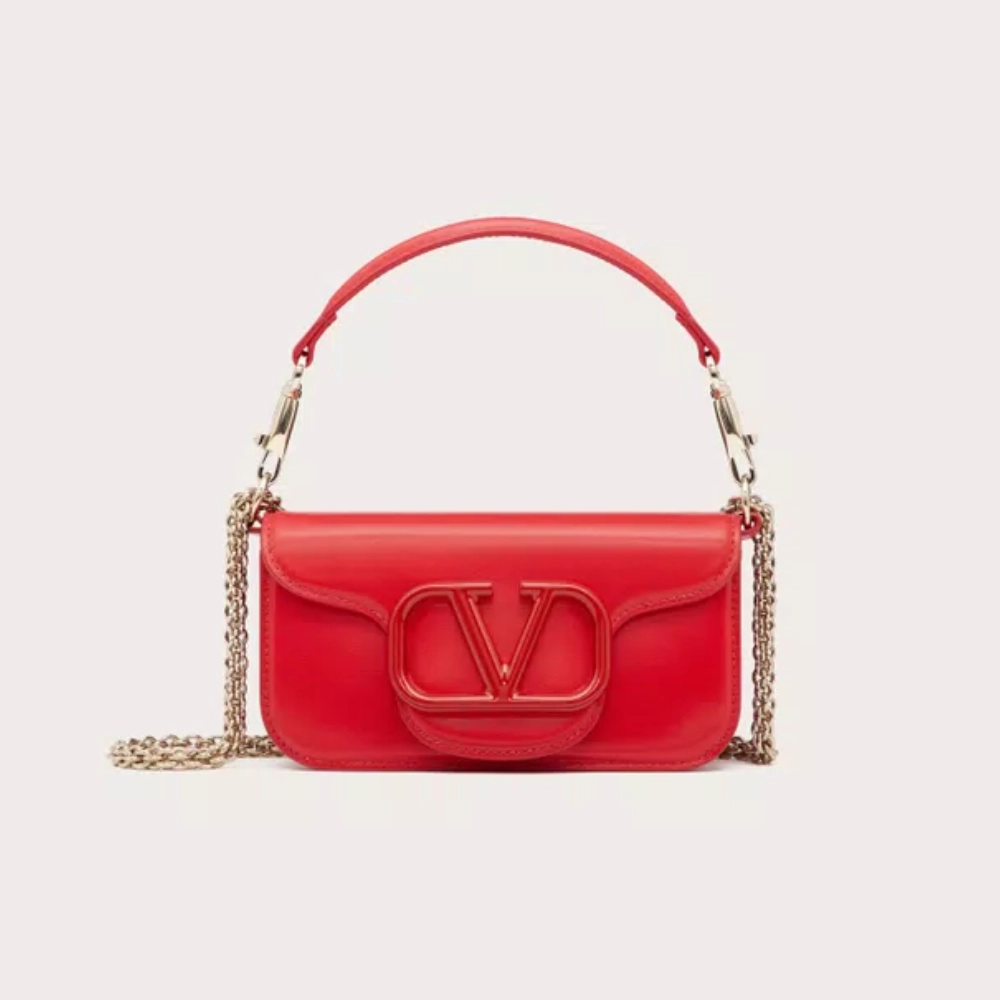 Small Loc Red Leather Shoulder Bag for Women