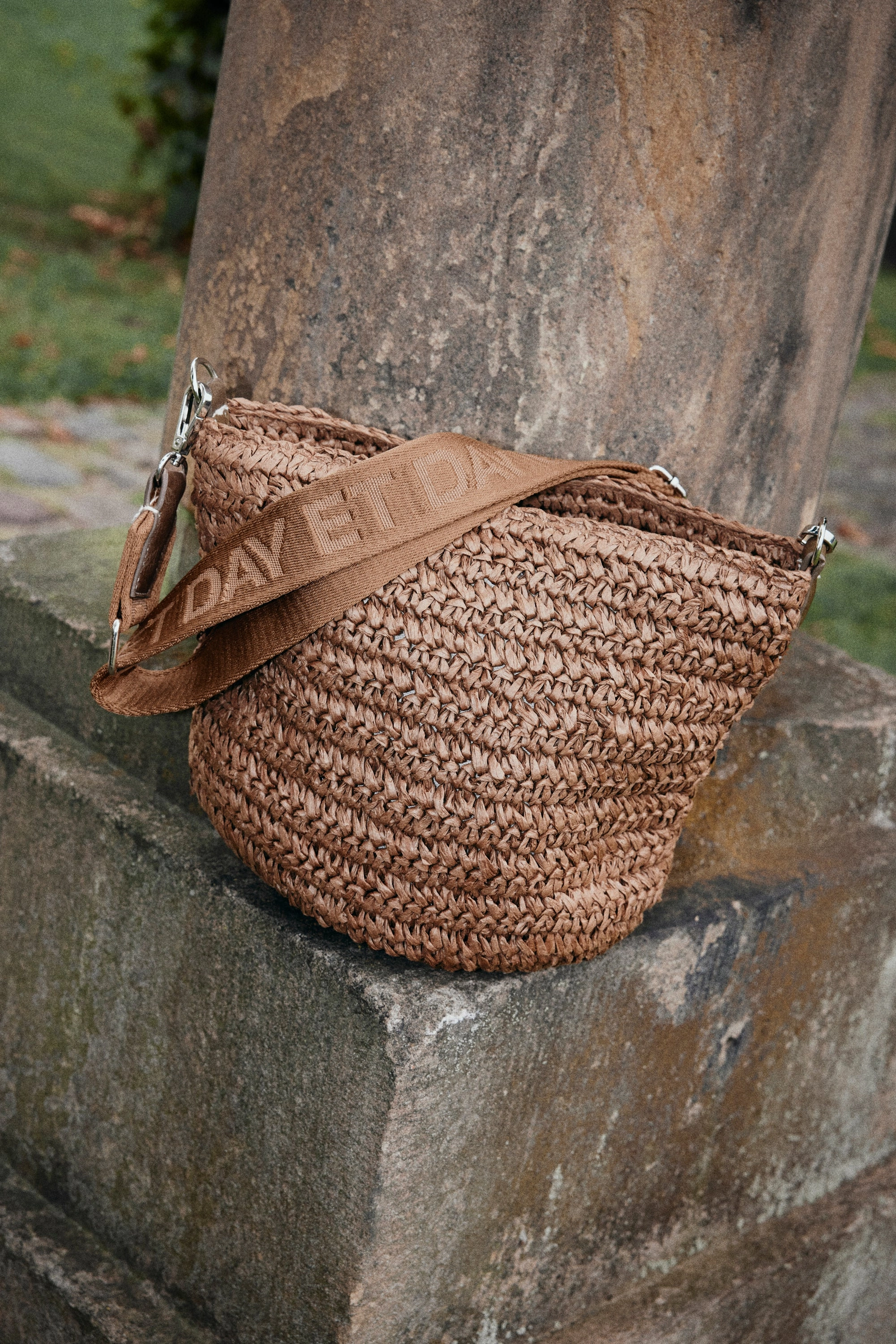 Small Logo Band Straw Crossbody Bag