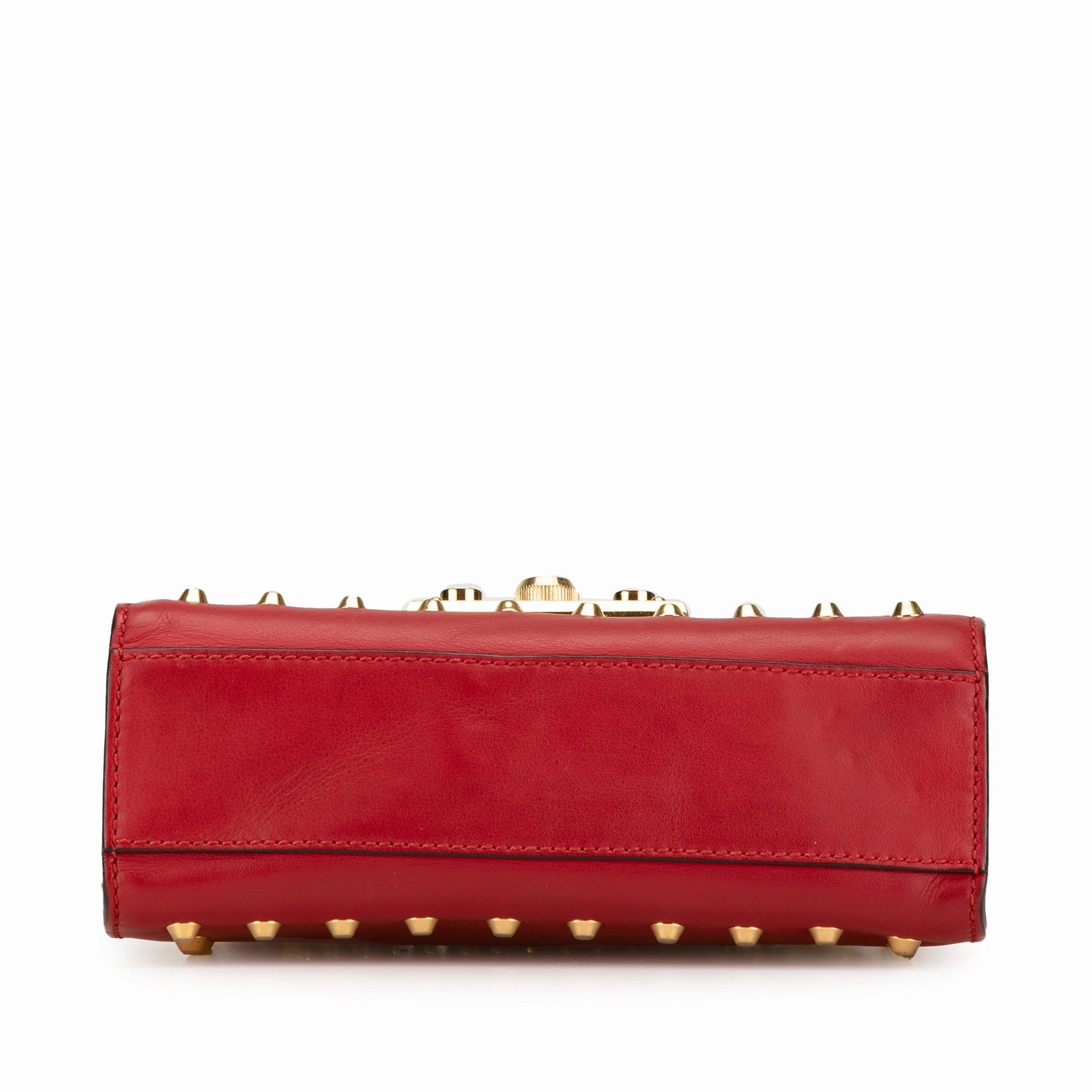 Small Pearl Studded Leather Padlock Crossbody