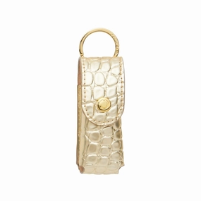 Smooch Lipstick Holder In Gold Croc