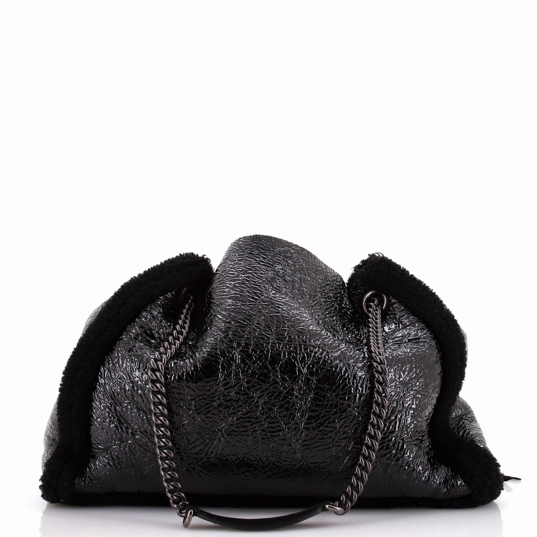 Soho Chain Strap Shoulder Bag Patent and Shearling Medium