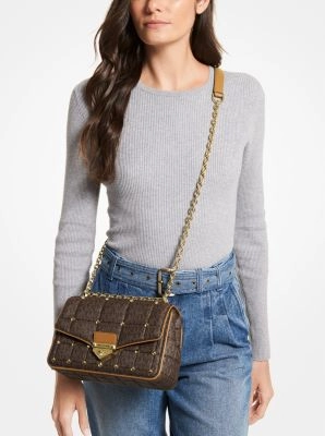 SoHo Large Studded Quilted Signature Logo Shoulder Bag