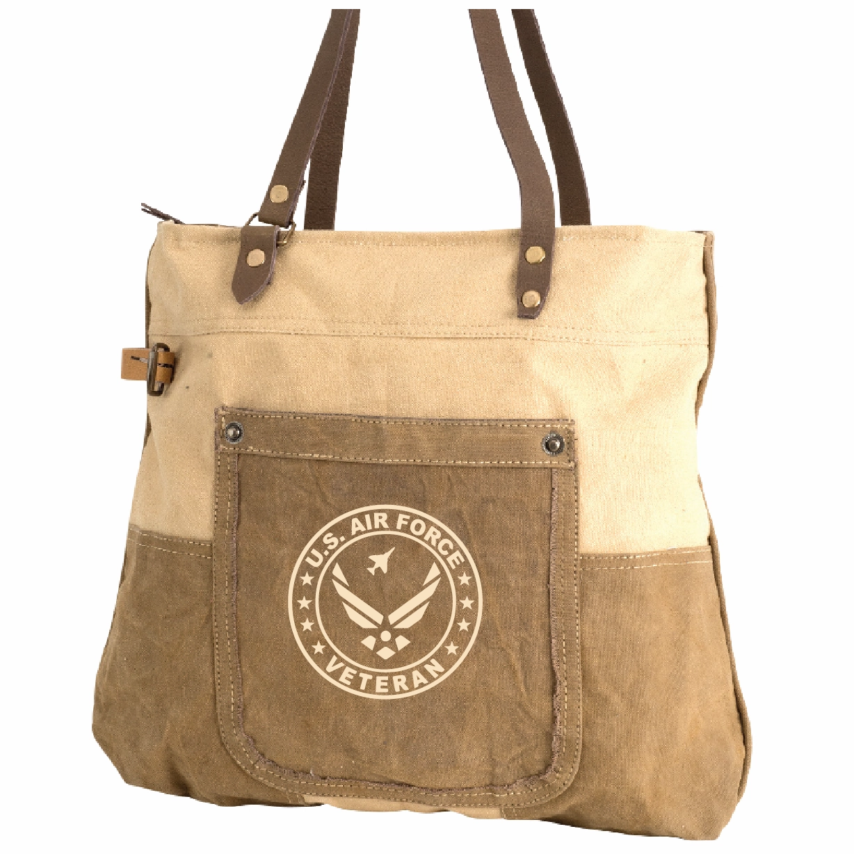 SPECIAL ORDER with ANY ONE or TWO MILITARY BRANCHES or VETERAN Print ~ Two Tone Tote