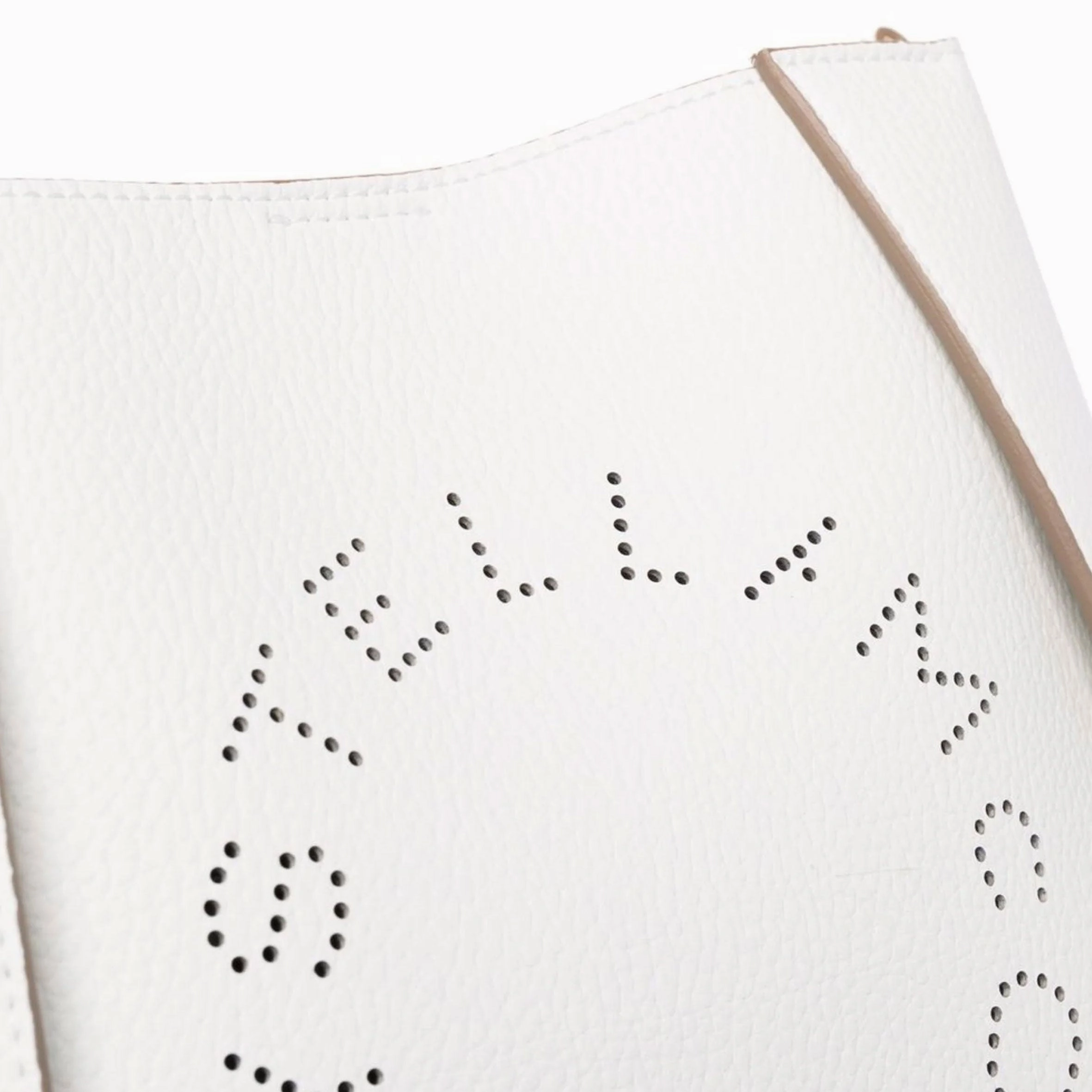 Stella Logo Mini Crossbody Hobo Grain Perforated, White