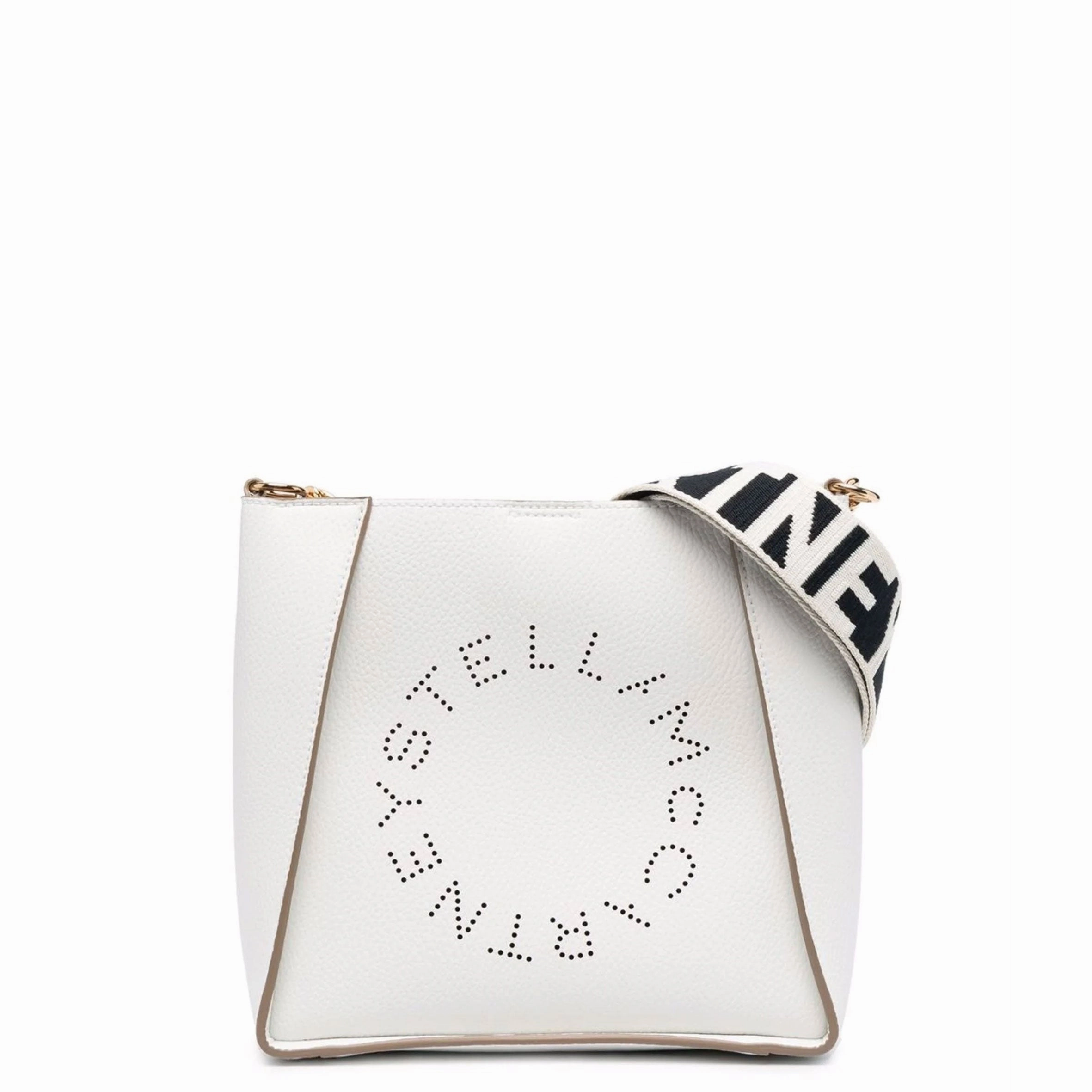 Stella Logo Mini Crossbody Hobo Grain Perforated, White