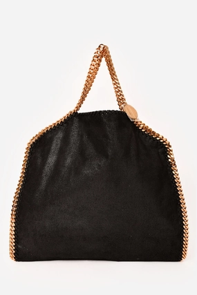Stella McCartney 2024 Black Gold Hardware Falabella Fold Over Tote