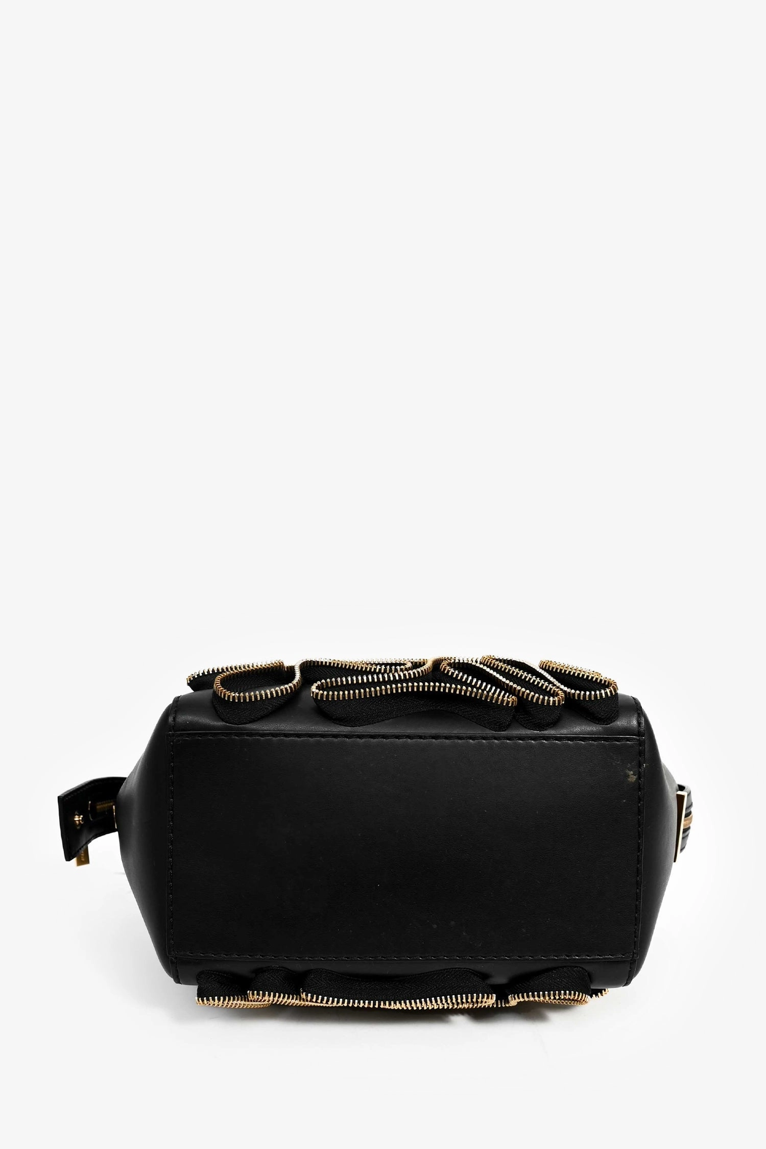 Stella McCartney Black Vegan Leather Gold Zipper 'Cavendish' Top Handle Bag with Strap