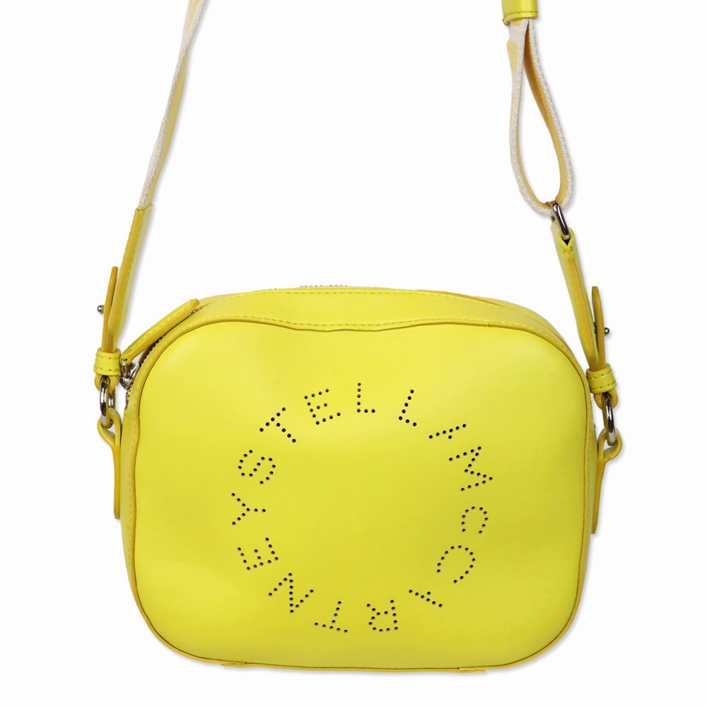 Stella McCartney Yellow Faux-Leather Logo Camera Crossbody Bag