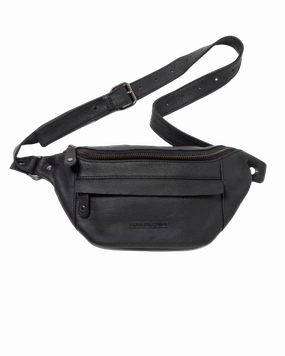STITCH & HIDE LEATHER BAILEY HIP/CROSSBODY BAG BLACK - FREE KEYRING
