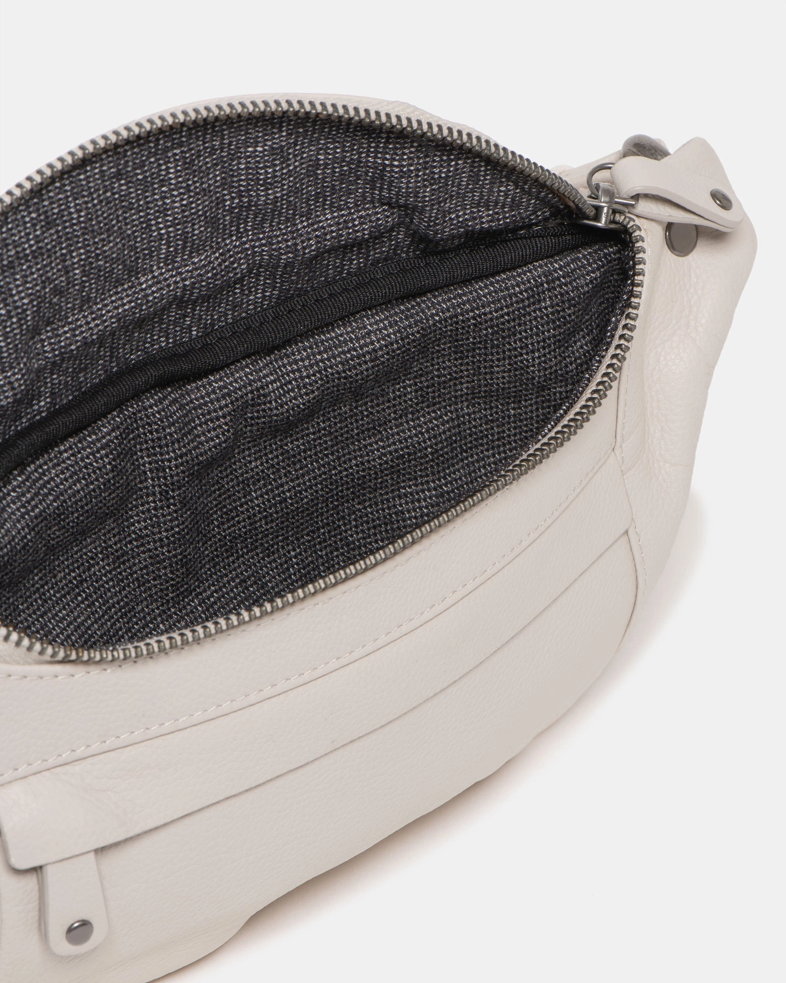 STITCH & HIDE LEATHER BAILEY HIP SLING CROSSBODY BAG IVORY WHITE - FREE KEYRING
