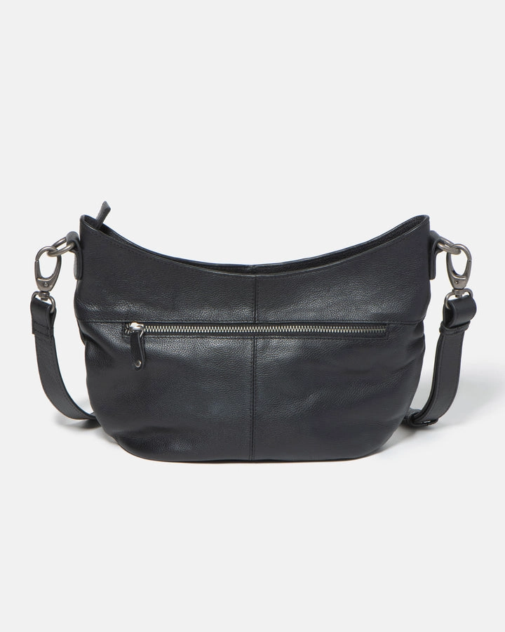 STITCH & HIDE LEATHER FRANKIE MINI SHOULDER BAG BLACK - FREE WALLET POUCH