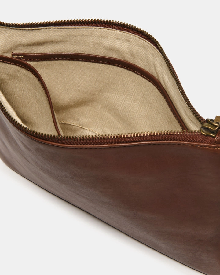 STITCH & HIDE LEATHER JULIETTE CROSSBODY/CLUTCH BAG - MOCHA BROWN - FREE KEYRING