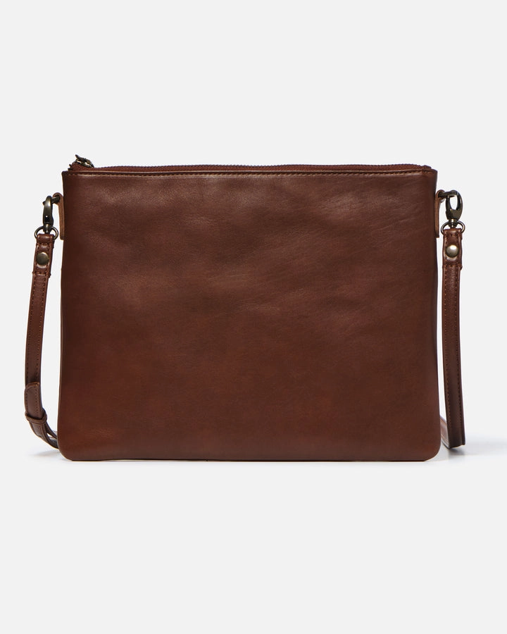 STITCH & HIDE LEATHER JULIETTE CROSSBODY/CLUTCH BAG - MOCHA BROWN - FREE KEYRING