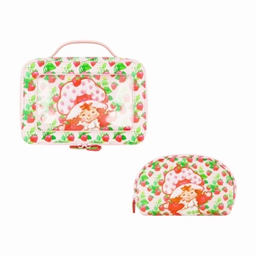 Strawberry Shortcake 2-Piece Travel Cosmetic Case Set C Sweet Strawberry Design with Zipper Pulls