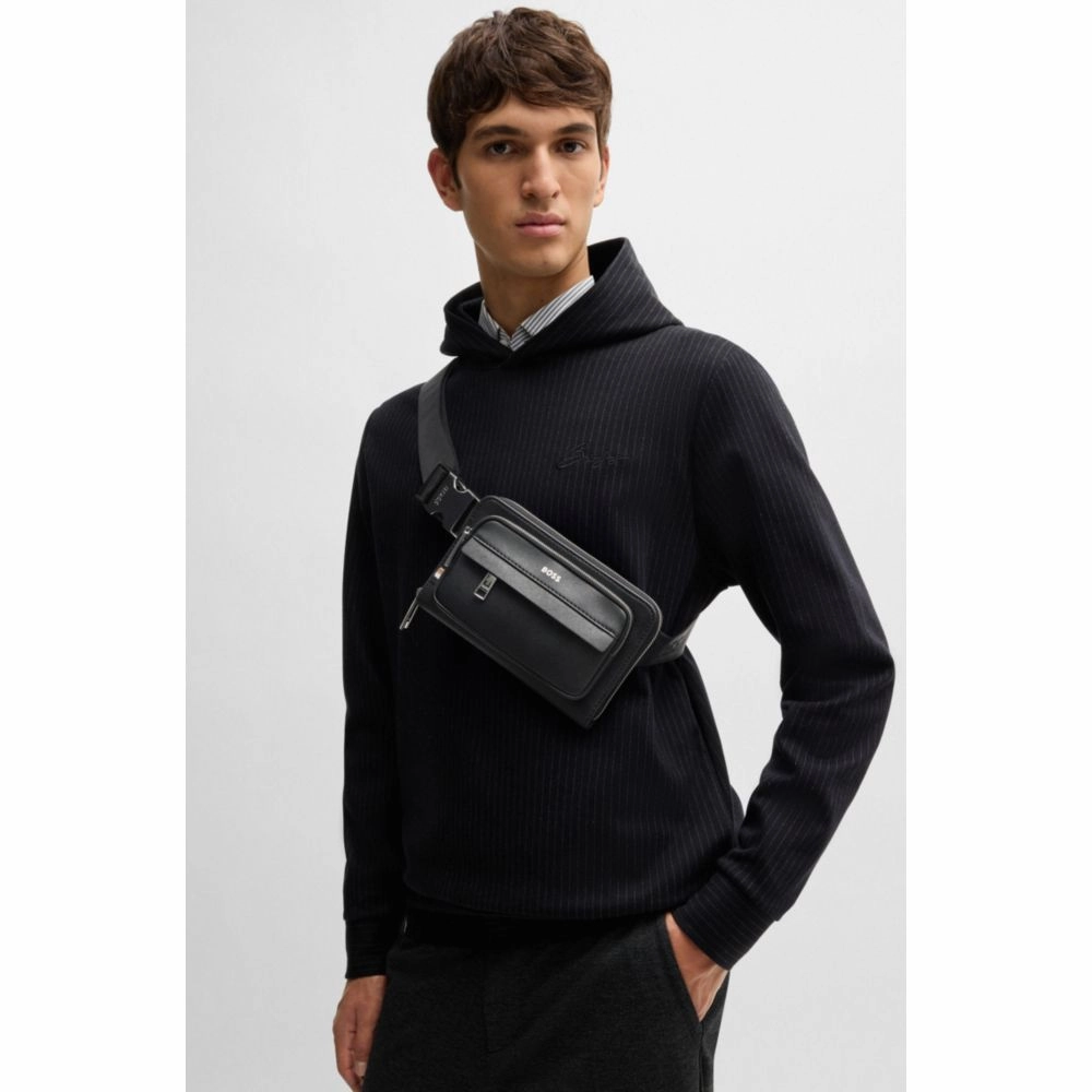 Structured crossbody bag with branded trims
