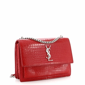 Sunset Crossbody Bag Crocodile Embossed Leather Medium