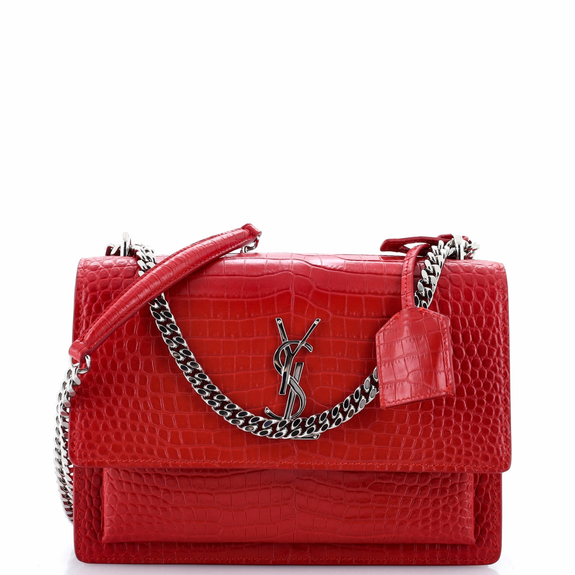 Sunset Crossbody Bag Crocodile Embossed Leather Medium
