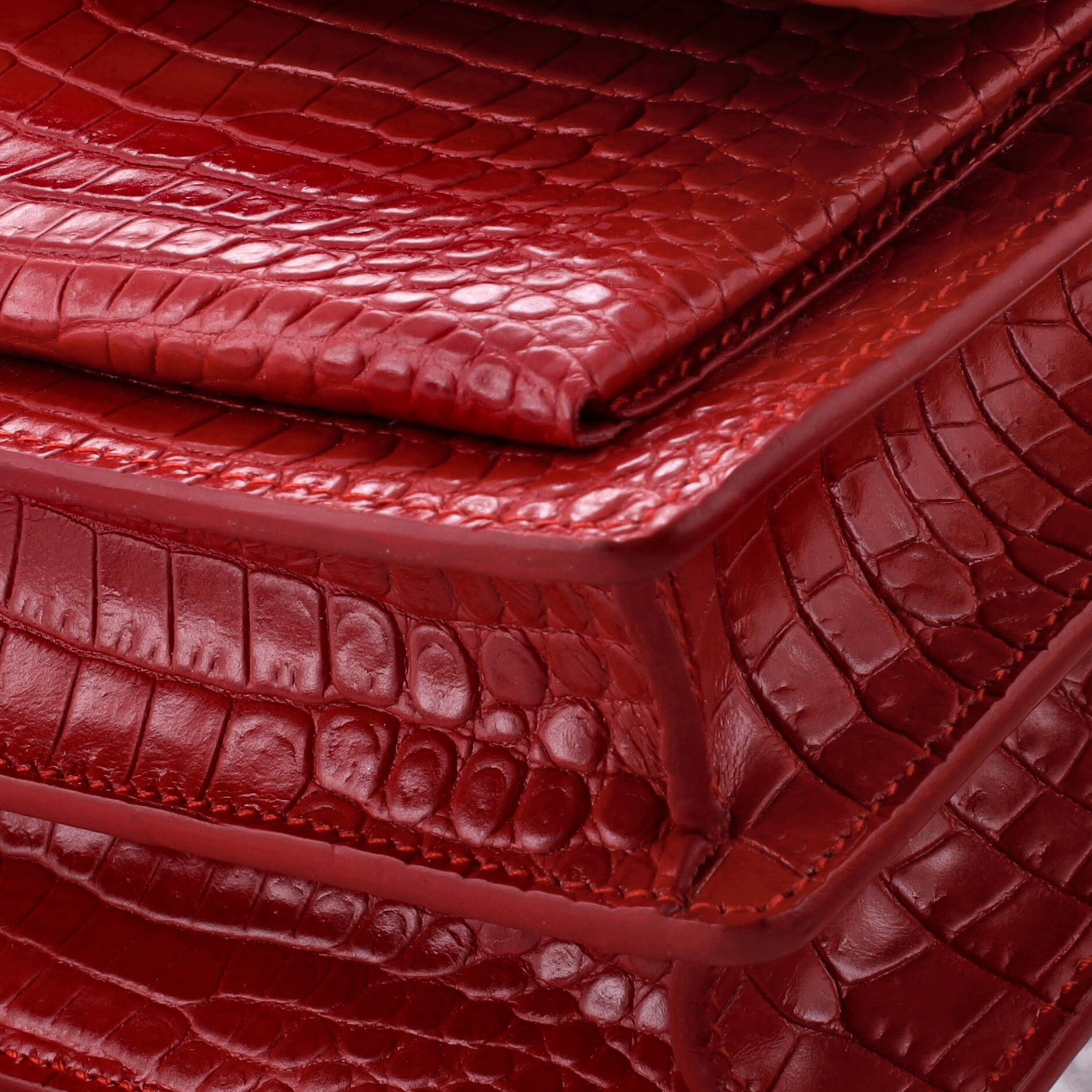 Sunset Crossbody Bag Crocodile Embossed Leather Medium