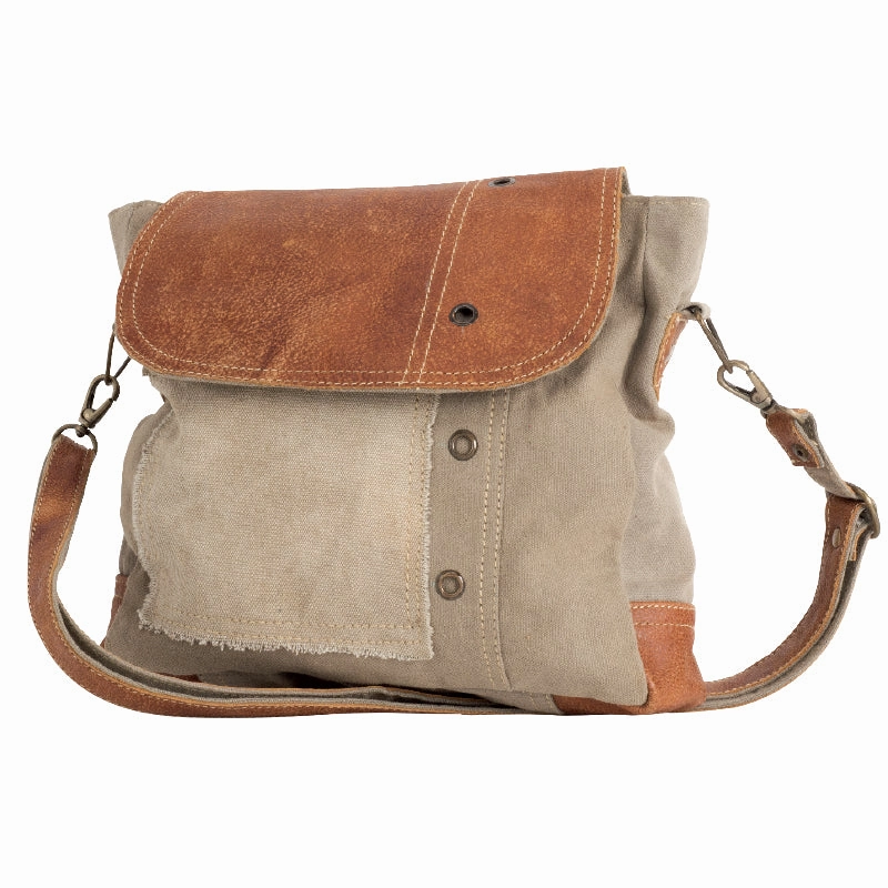 Sustainable Canvas with Leather Flap Shoulder Crossbody Bag ~ Goes with Everything!
