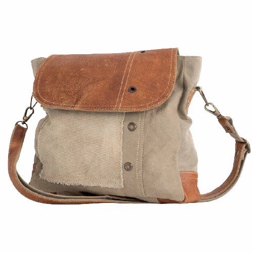 Sustainable Canvas with Leather Flap Shoulder Crossbody Bag ~ Goes with Everything!