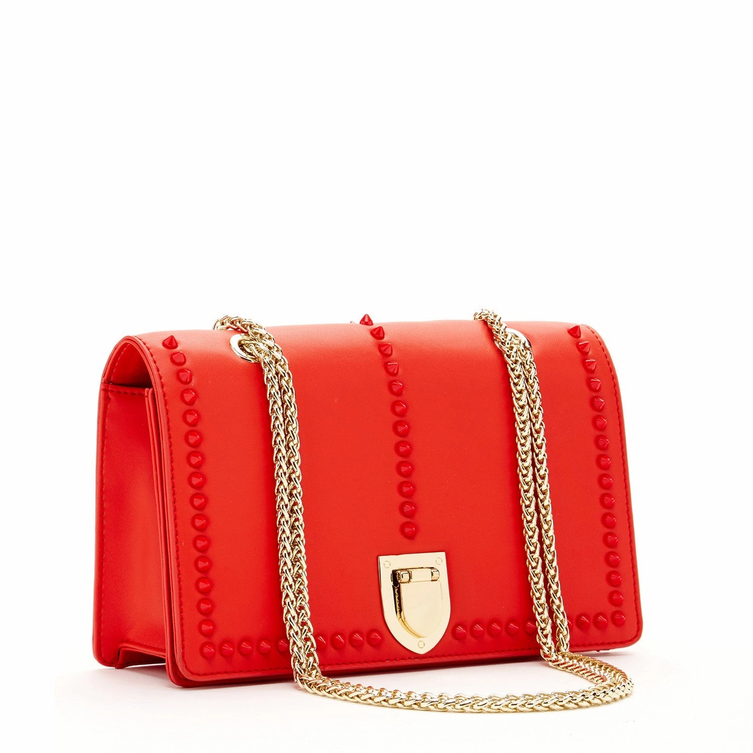 SUSU Josie Red Leather Shoulder Crossbody  Bag With Chain
