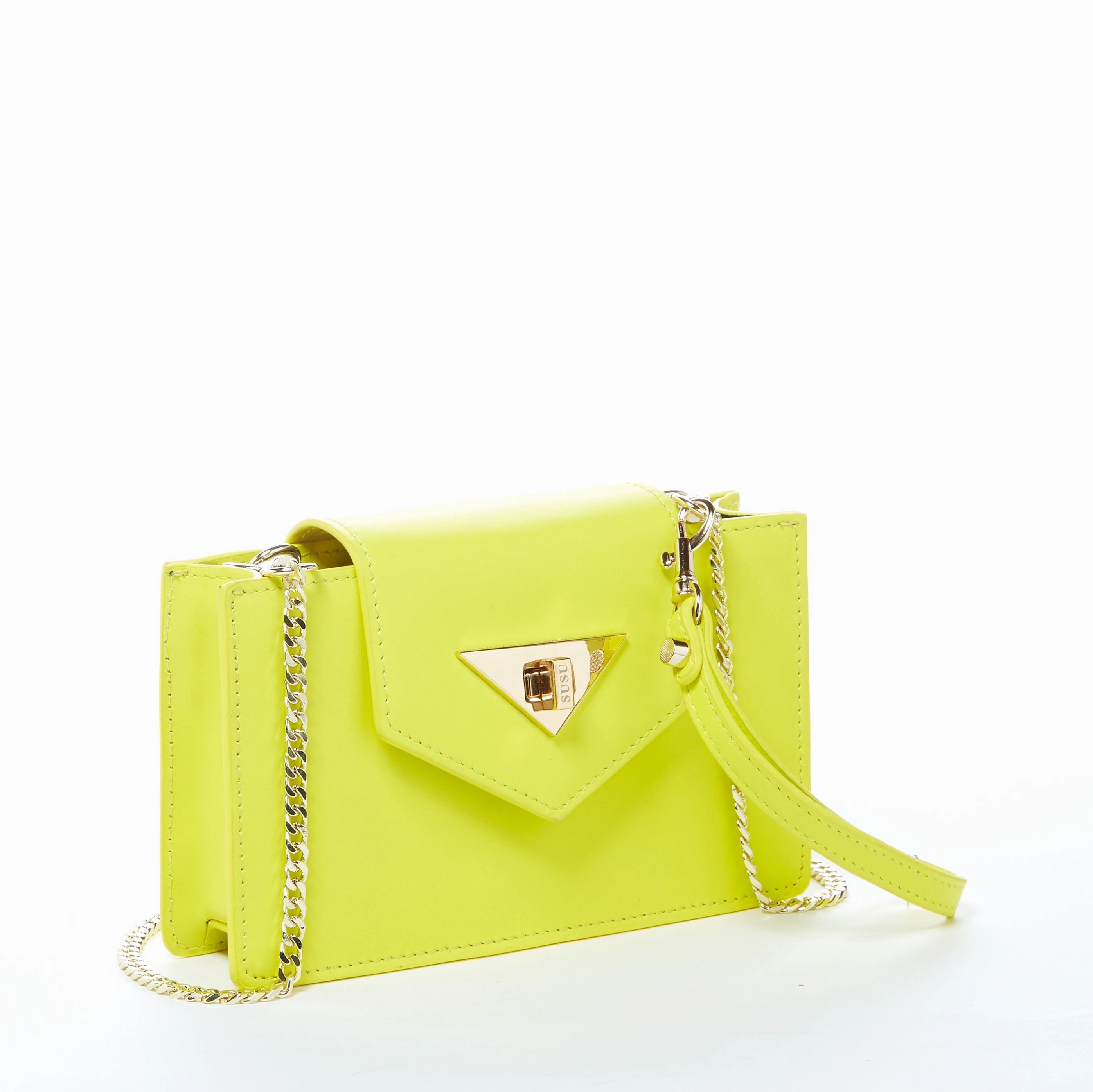 Susu Mary Bright Yellow Small Crossbody Leather Wristlet