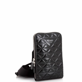 Symbole Phone Holder Crossbody Bag Embossed Leather