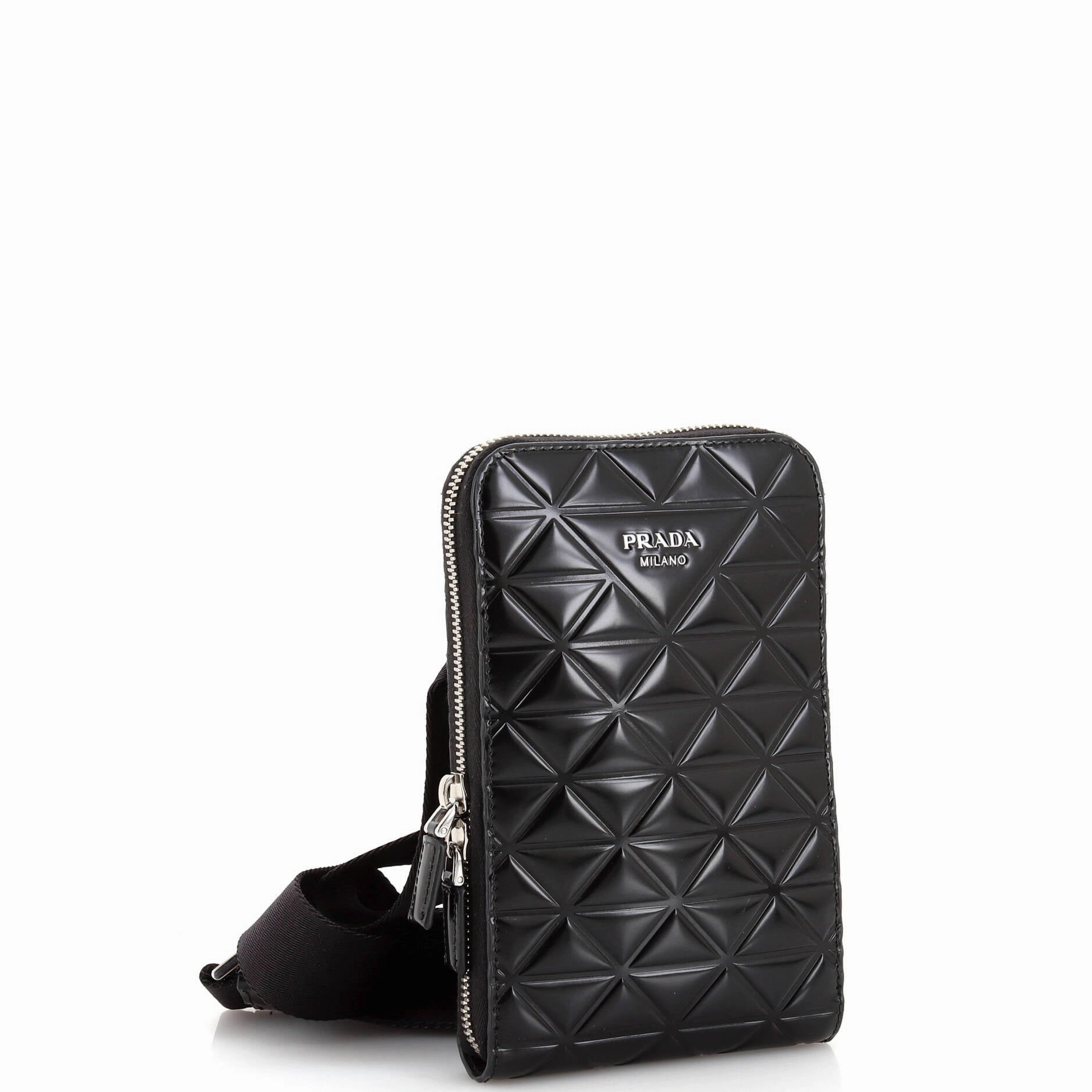 Symbole Phone Holder Crossbody Bag Embossed Leather
