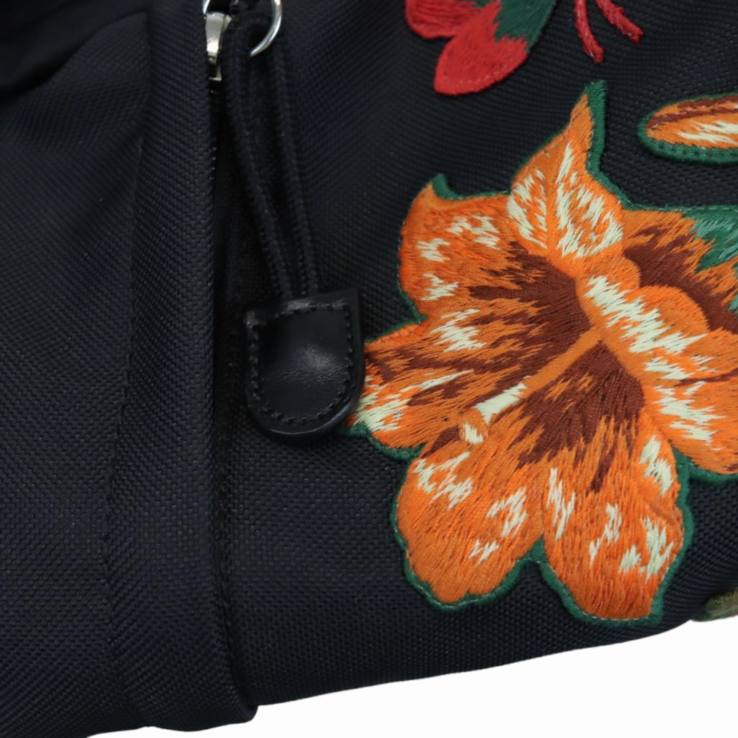 Techno Canvas Embroidered Double Buckle Backpack Black