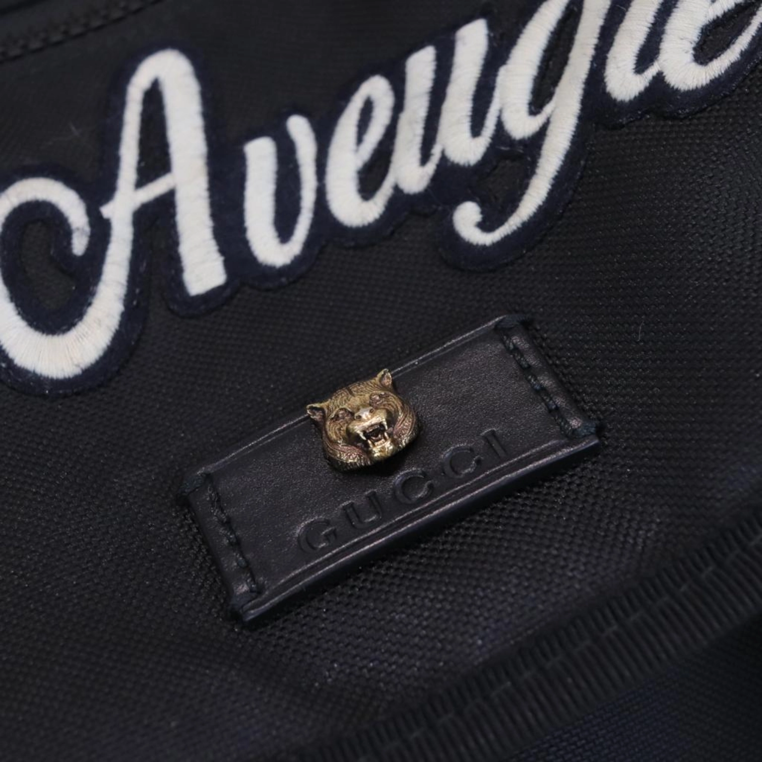 Techno Canvas Embroidered Double Buckle Backpack Black