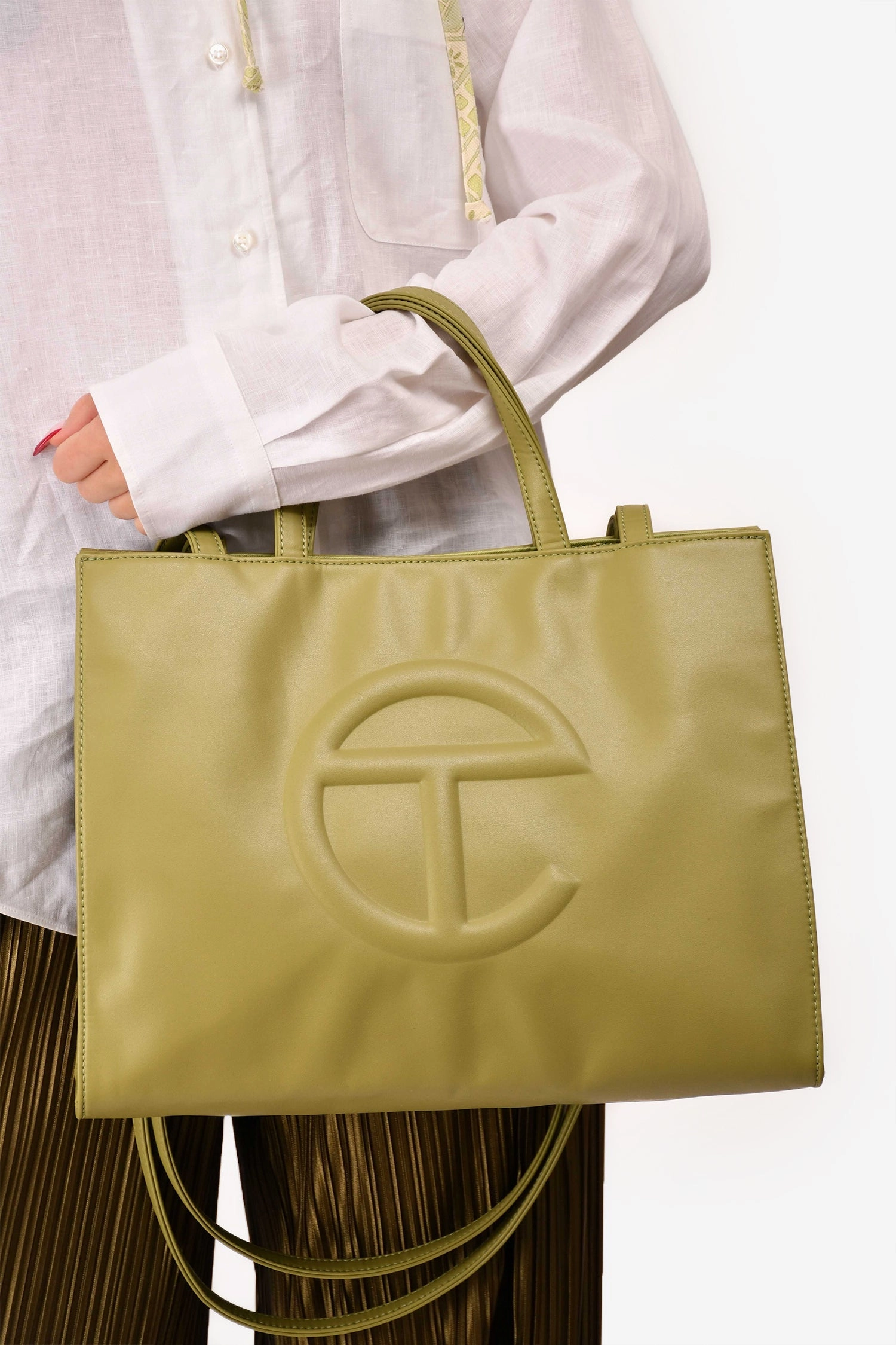 Telfar Green Faux Leather Medium Tote