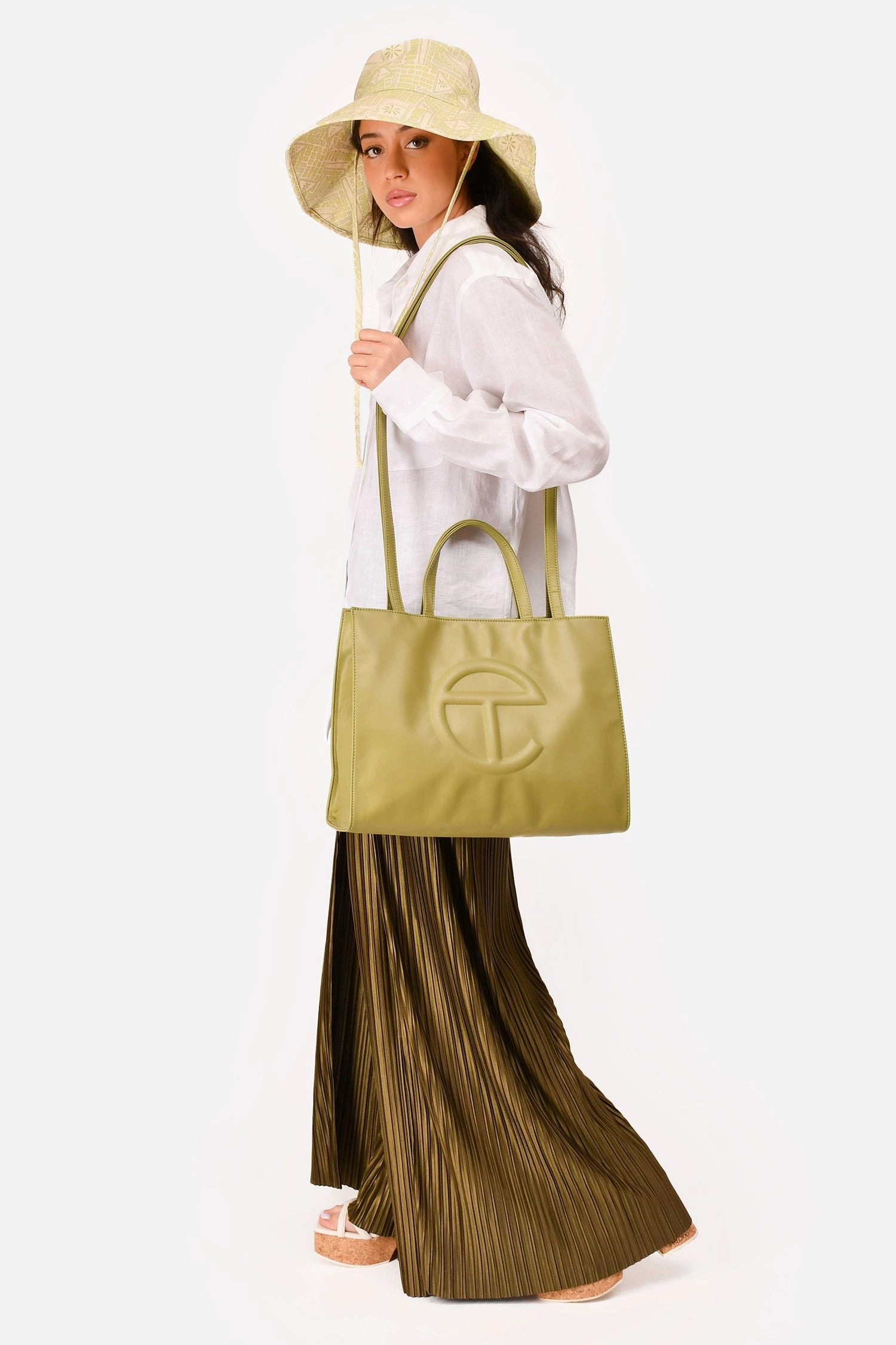 Telfar Green Faux Leather Medium Tote