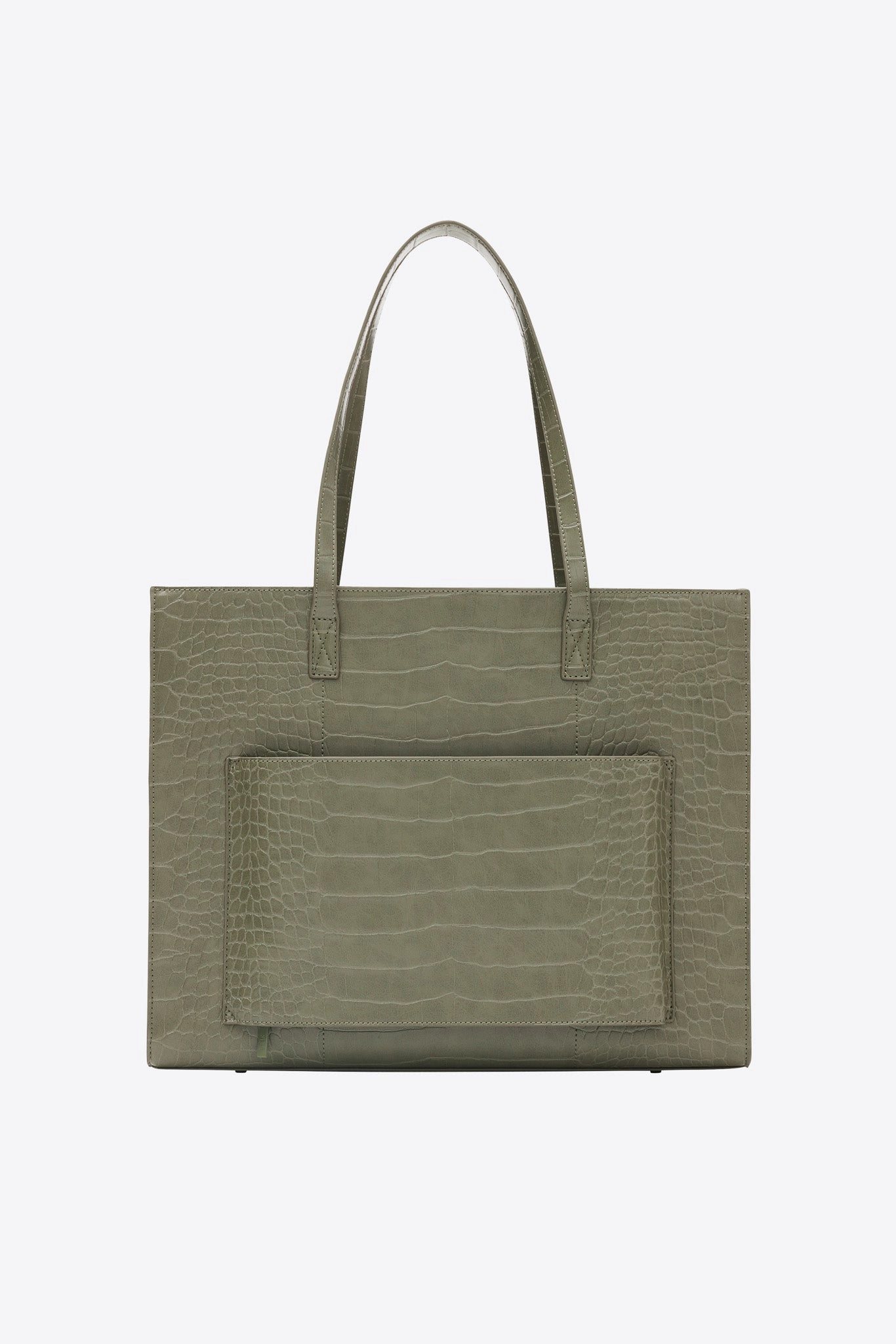 The Large Work Tote in Olive Croc