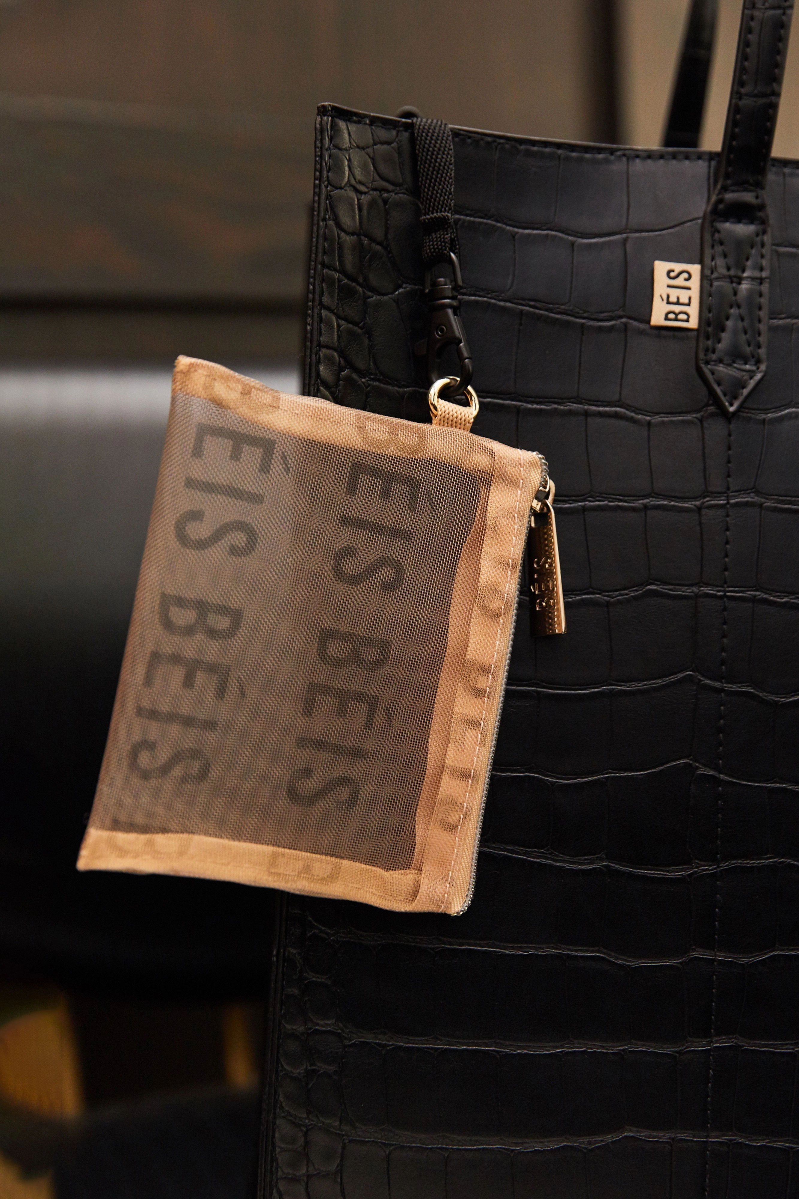 The Mesh Pouch Trio in Beige