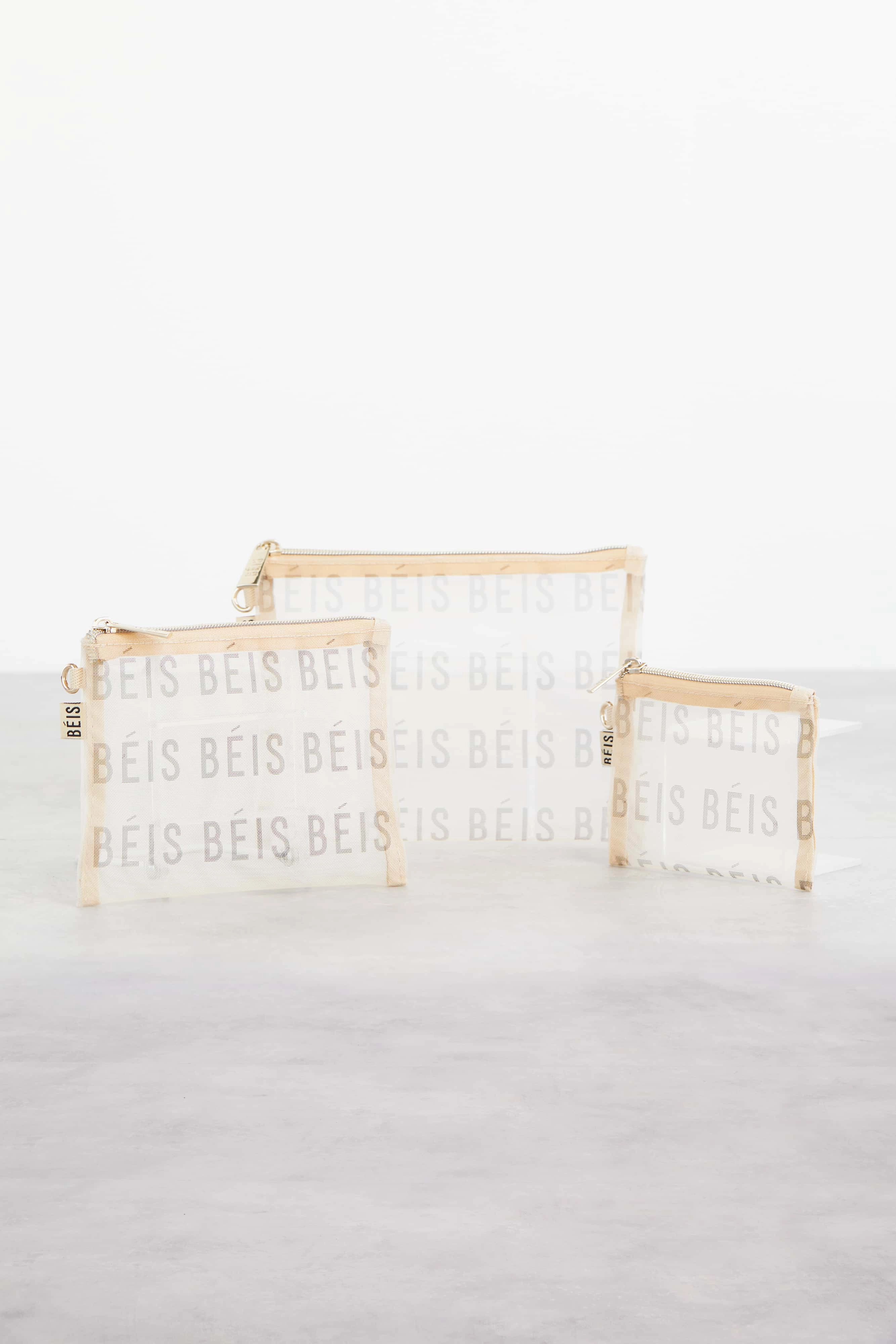 The Mesh Pouch Trio in Beige