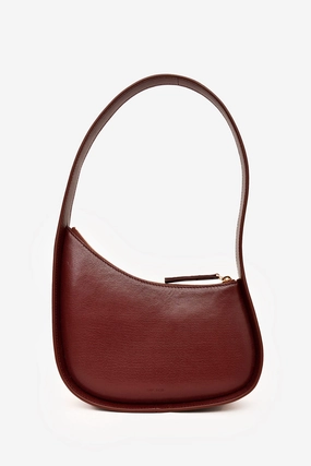 The Row Burgundy Leather 'Half Moon' Bag