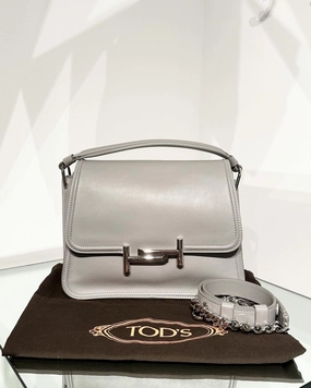 TODS Small Double T Logo Leather Handle Shoulder Crossbody Bag